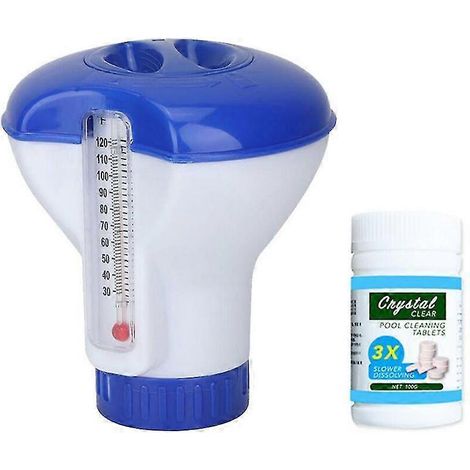Diffuseur de chlore pour piscine avec thermomètre, distributeur flottant automatique, doseur de chlore pour piscine, distributeur de produits chimiques pour piscine, bassin, spa (1/5)