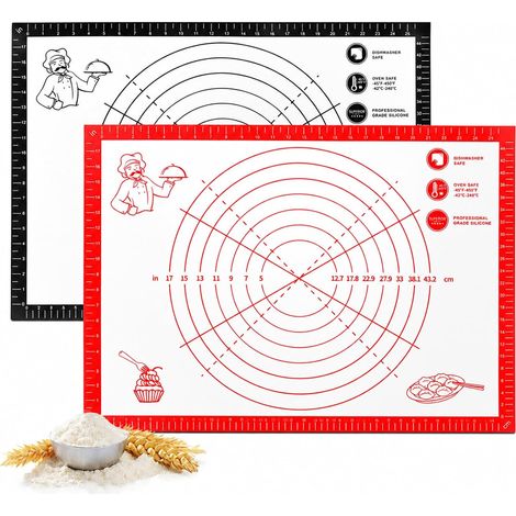 Tapetes de silicona para hornear de 2 piezas, 50x70cm, antiadherentes, con medidas, reutilizables para horno, ideales para masa, macarons, pan y galletas. (1/5)