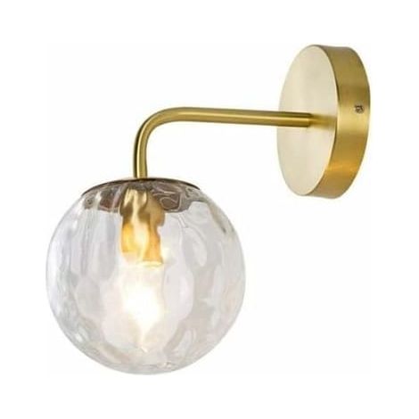 Lampe murale moderne en verre et laiton, abat-jour sphérique en métal, idéale pour salon, chambre et couloir (SKU: 94940403 réf: lehuamwj128) (1/4)