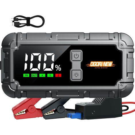 Booster Batterie Voiture,7000A Demarreur Batterie Voiture,12V Démarreur Voiture, Booster Jump Starter avec Powerbank et Chargeur USB (Moteurs Essence 10L et Diesel 8L) (1/5)