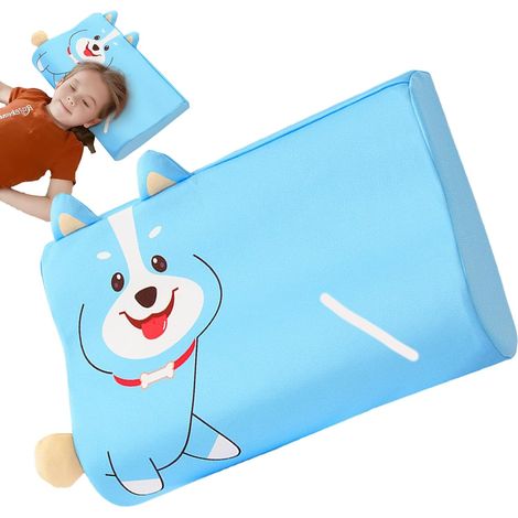 Oreiller enfant en mousse à mémoire de forme, oreiller de berceau, housse de coussin incluse, oreiller pour enfant, oreiller de sieste pour enfant, unisexe pour garçons et filles (style chiot) (1/5)