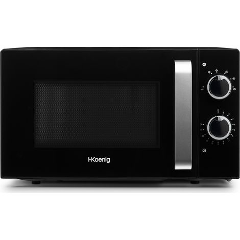 HKoenig VIO8 Microondas Compact, Potencia 700 W, 20 litros, Temporizador hasta 30 min, 5 Niveles de Potencia de Calentado y Descongelador, Plato Giratorio 24,5 Cm, Inoxidable, 45.2 x 34.5 x 26.2 cm, (1/5)