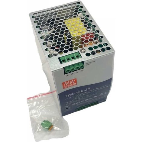 MW MEAN WELL TDR-480-24 Alimentatore DIN RAIL 480W 24V 20A Input 380V Trifase Per Uso Industriale