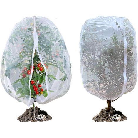 Filet de protection pour arbres fruitiers, filet de protection pour myrtilliers de 3,3 x 2,6 pi avec cordon de serrage zippé, filet de protection anti-moustiques pour jardin extérieur, protecteur de p (1/5)