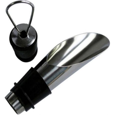 Bec verseur en métal pour bouteilles de vin, d'huile d'olive, de vinaigre et autres liquides, avec aérateur et bouchon.-AquaForge (1/4)