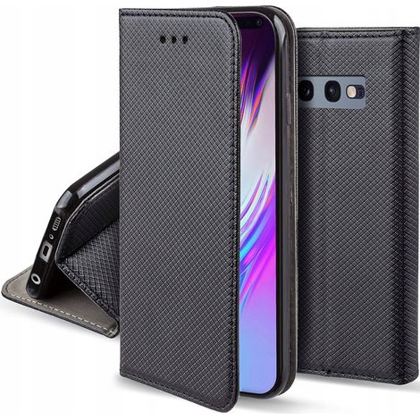 Custodia con chiusura a libro per SAMSUNG GALAXY S10E SMART BOOK MAGNET CASE NERA + VETRO (1/3)