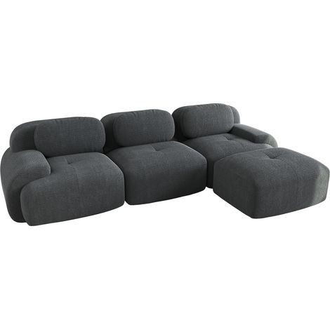 Sofá rinconera modular sin montaje de pana gris 298x178x70 cm (1/5)