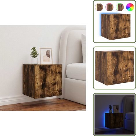 TV-Wandschrank mit LED-Leuchten Räuchereiche 40,5x35x40 cm - TV-Schrank - Holzschrank - Regal - Wohnzimmer Dekoration - Wandregal (1/5)