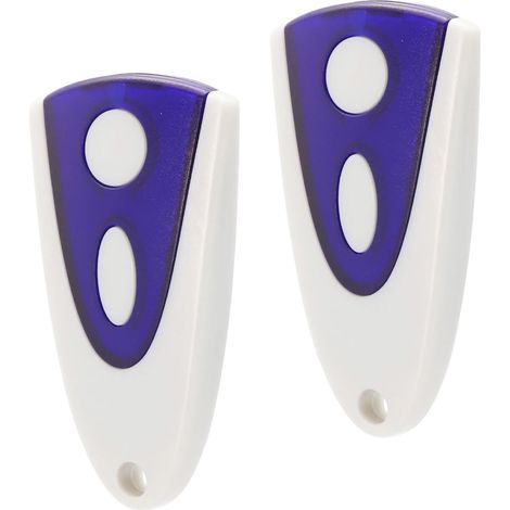 2er-Pack Garagentor-Fernbedienungen für Novoferm, 433,92 MHz, 2 Kanäle, Garagentor-Fernbedienung für Novotron 502/504/512/514 (inkl. 2 Ersatzbatterien) – Weiß und Blau (1/5)