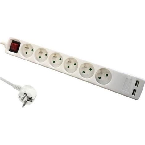 DLH Coupe-circuit DY-WU2941W - 3680 W - Entrée : alimentation - 6 Connecteurs de sortie - 1.4 m - Blanc