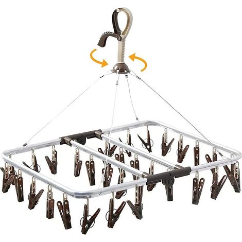 Etendoir Chaussette Cintre à Chaussettes Pince a Linge Séchoir Chaussettes Aluminium avec 32 Pinces pour sous Vetement Culotte Chapeaux Serviettes- (1/5)