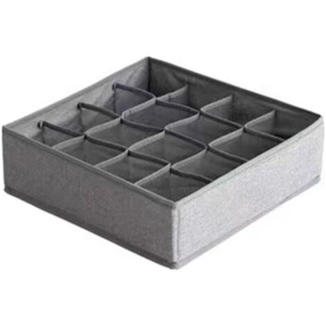 FENOPLASTICABoîte de rangement pour sous-vêtements avec séparateurs de tiroir, boîte de rangement pliable en tissu pour vêtements de bébé, sous-vêtements, cravates et chaussettes - gris foncé (16 comp (1/4)