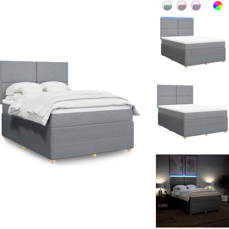 Sommier à lattes de lit avec matelas Gris clair 140x190cm Tissu - Sommier À Lattes De Lit - Sommiers À Lattes De Lit - Lit - Meuble De Chambre À Coucher (1/5)