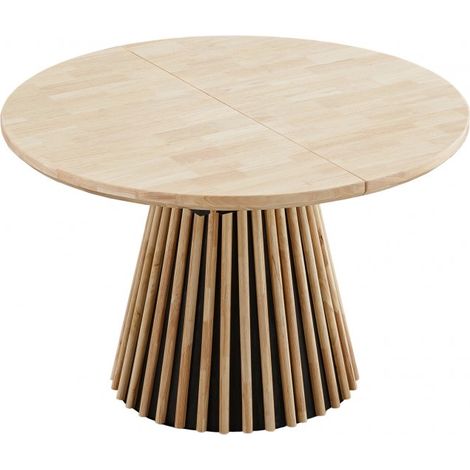 Table à manger ronde extensible coloris Chêne nordique/noir - Longueur 100-140-180 x Largeur 100 x Hauteur 76 cm (1/5)