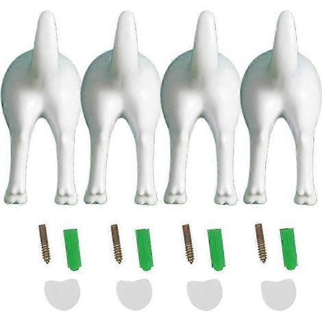Lot de 4 crochets muraux nordiques en plastique pour queue de chien, pour manteaux, chapeaux ou clés - Decorati-Good (1/5)