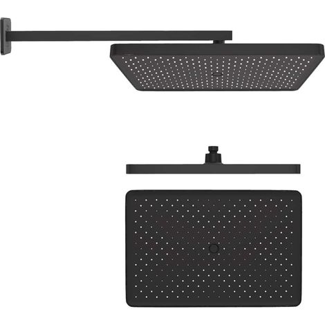 kielle Vega - Kopfbrause 36x24 cm, 1 Strahlart, Brausearm 43 cm, schwarz matt 20118SE4 (1/5)