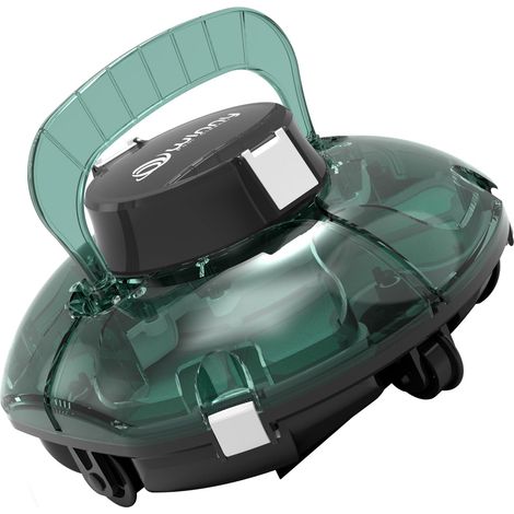 WINNY POOL CLEANER Winny 200 Robot Swimming Pool, Wireless Pool Vacuum Cleaner with Battery, Autonomy 75 Min for Above Ground Pools 60 m², Double Filtration, Automatic Parking (Transparent Green White (1/5)