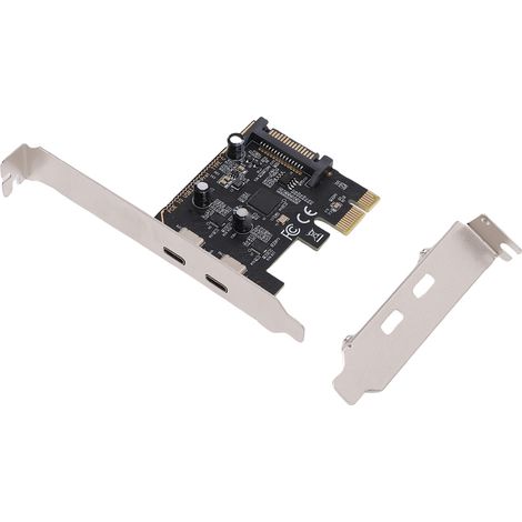 Carte PCIe vers USB 3.2 Gen 1 avec bande passante de 5 Gbit/s, 2 ports USB Type-C, carte d'extension PCIe pour PC de bureau (1/5)