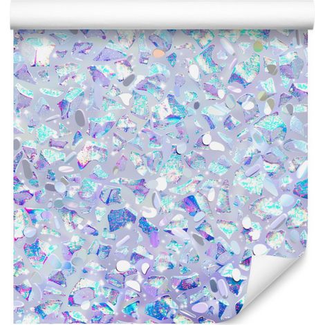 Carta da parati iridescente glitterata nei toni del blu e dell'azzurro per soggiorno e camera da letto, 50x1000 cm.