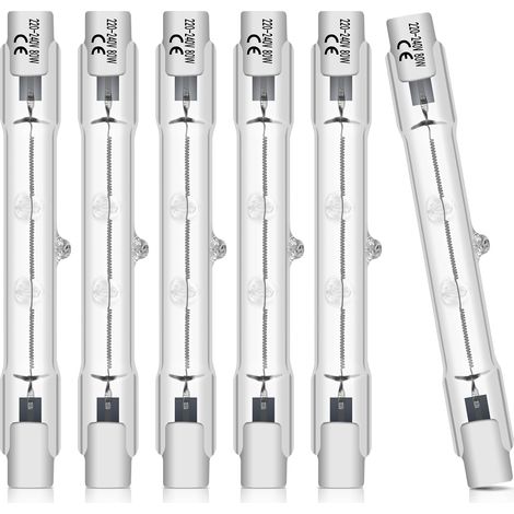 R7S 78mm 80W Halogenlampe, 6er-Pack, Warmweiß, Dimmbar, Intensive Beleuchtung für Strahler und Stehlampen (1/5)