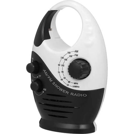 Radio de Douche Étanche avec Poignée Crochet Radio Am FM pour Salle de Bain et Camping Fonctionne sur Piles (1/5)