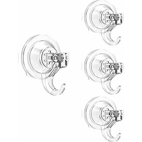 5 kg résilient Ventouse en Transparent de Cuisine Salle de Bain Ventouse Muraux Crochets d'Aspiration Imperméables sans Colle de Forage Nécessaires, 4Pièces (3) (1/5)