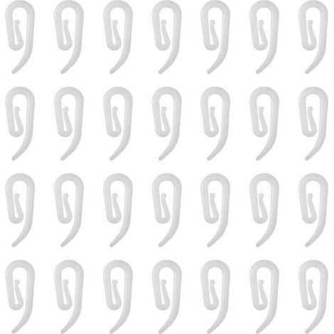 pair 100pcs Crochets en Plastique Blanc pour Rideaux - Rail, Fenêtre, Porte et Douche