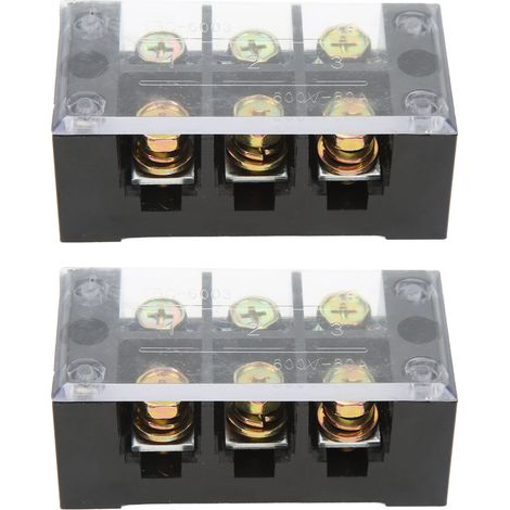 Bloc de jonction haute intensité 600V 60A 3 positions, bornier de mise à la terre facile à câbler pour circuit électrique (1/5)