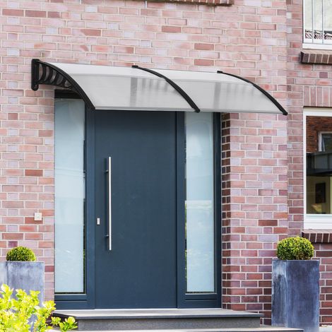 Vordach für Haustür 200x96x27 cm aus Aluminium und transparentem Polycarbonat – MEUBLIV (1/5)