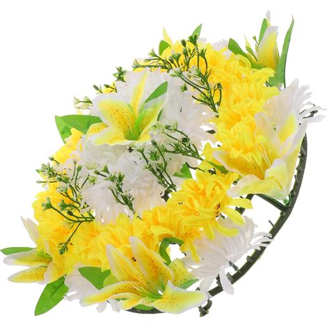 Couronne Funéraire Artificielle Jaune Fête Halloween en Soie (1/5)