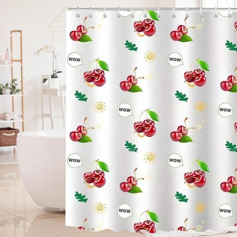 Duschvorhang Kirsche 150x180cm Wasserabweisend Beschwerter Saum Polyester (1/5)