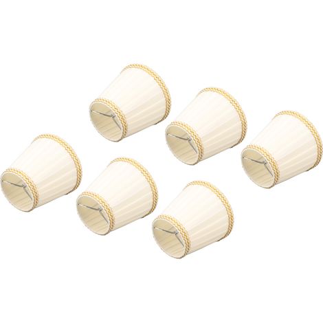 Set mit 6 kleinen, aufsteckbaren Stofflampenschirmen für Kronleuchter und Kerzenbirnen. Beleuchtungszubehör (1/5)