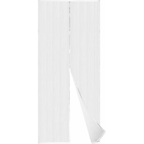 Porte moustiquaire magnétique, rideau anti-moustiques en maille, joint magnétique de haut en bas (120 x 210 cm, blanc)