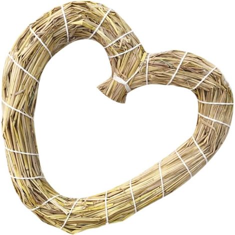 Ghirlanda da parete in paglia naturale – cuore intrecciato a mano, ideale per ghirlande fai da te e decorazioni per interni ed esterni. (1/4)