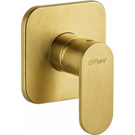 Mitigeur douche à encastrer couleur or brossé avec plaque 115x115 mm Paini Domus 18PJ690  1 sortie - Or brossé