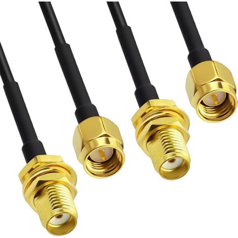 2 Câble SMA Rallonge Antenne Adaptateur, 4G 2m Câble Rallonge SMA Male à Femelle Angle Droit RG174 pour Routeur 4G LTE Modem USB SDR Radioamateur Caméra WiFi Drone FPV Surveillance et Récepteurs ADS-B (1/4)