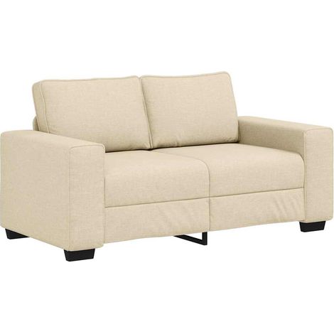 Divano a 2 Posti Crema 160x77x82 cm in Tessuto