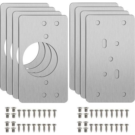 D'armoire avec Trou, 8 Pièces Supports de Réparation Plaques Installation Facile avec 48 Vis, Kit De Réparation De Charnière pour Bois, Meubles (1/5)
