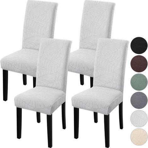 Stuhlhussen 4er Set, Stretch Universalbezug für Esszimmerstühle, waschbar, aschgrau (1/5)