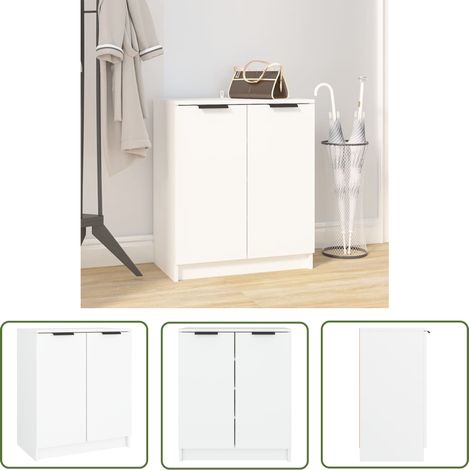 The Living Store Schuhschrank Weiß 59x35x70 cm Holzwerkstoff - Schuhschrank - Holzwerkstoff Möbel - Weißer Schuhschrank - Garderobe - Schuhregal (1/5)