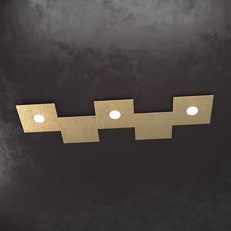 Plafoniera moderna top light eccentric 1156 3l2d gx53 led metallo lampada parete soffitto, finitura metallo foglia oro