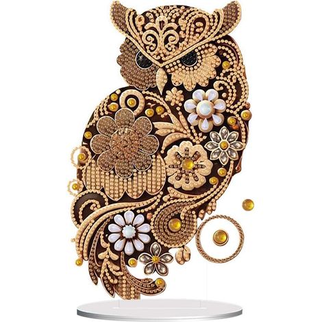 Décoration de table avec peinture diamant, motifs animaux, support 5D pour peinture diamant, idéal pour débutants, hibou pour adultes (1/5)
