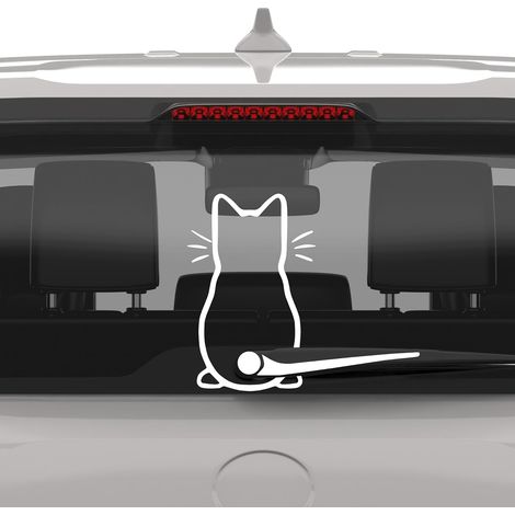 Autocollant en vinyle pour essuie-glace de voiture représentant un chat mignon, jolie figurine animale (1/5)