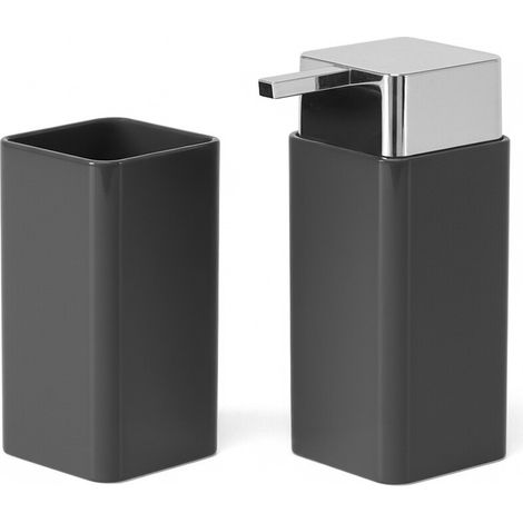 Set accessori bagno con dispenser e portaspazzolini grigio e cromo Star (1/5)
