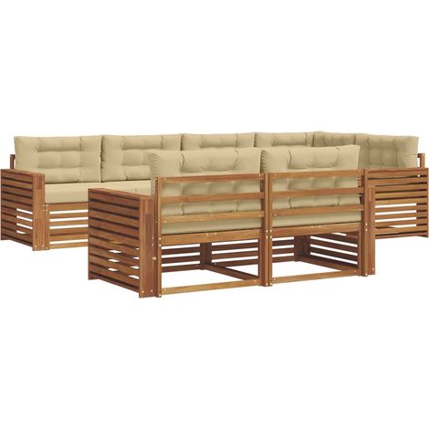 Ensemble de canapés d'extérieur 7 pcs Salon de jardin Naturel et Beige (1/5)