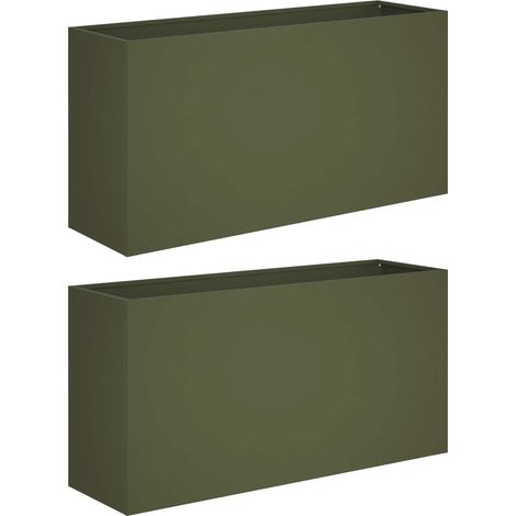 Garten-Pflanzgefäß 2 stk. Olivgrün 100 x 30 x 50 cm vidaXL