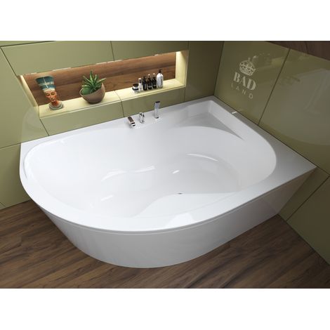 Badland – Baignoire d'angle 170x110 cm en acrylique – Tablier inclus – Siphon haute capacité 52 L/min – Antidérapante et résistante aux rayures