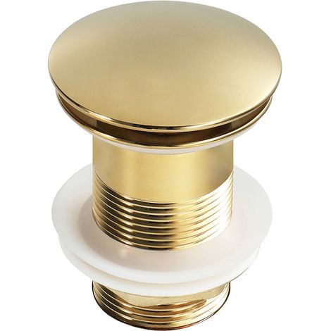 Druckknopf-Ablaufgarnitur mit Feder aus gebürstetem Messing (1/2)