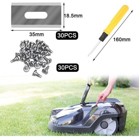 Lame de Rechange en Titane,Lame pour Tondeuse, Accessoires pour Tondeuse,Lames Tondeuse Gazon,Compatible avec Les Lames de Tondeuse Husqvarna, McCulloch, Flymo.Lame Robot Tondeuse(30 pièces) (1/4)