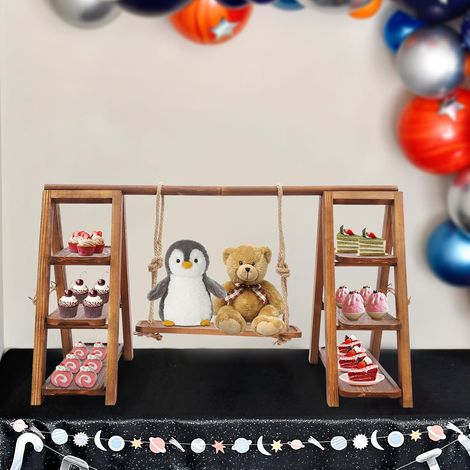 Hölzernes Dessertständer 3 Etagen Cupcake-Ständer hölzerner Dessertständer Leiter Cupcake-Stand für Hochzeiten, Jubiläen, Geburtstagsfeiern (1/5)